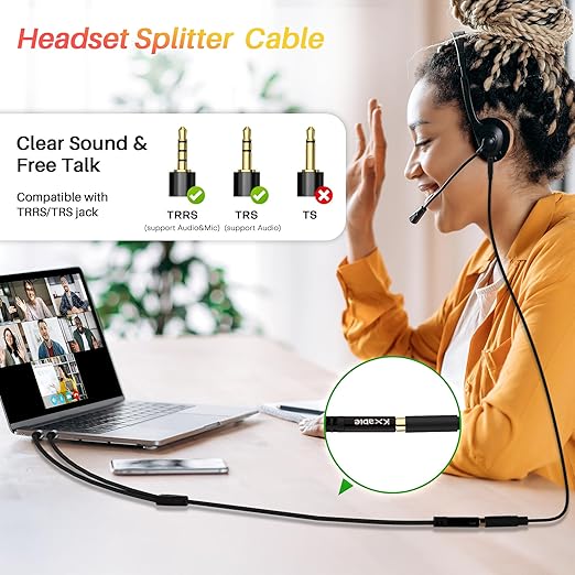 Headphone Splitter for Computer, 3.5mm Female to Dual 3.5mm Male Audio Splitter - Image 4