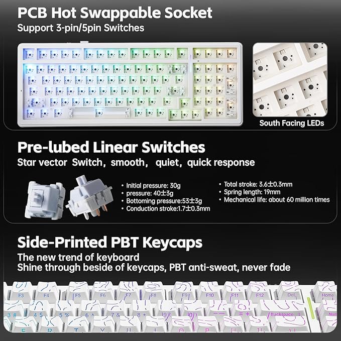 x AULA F99 Keyboard Gaming, Wireless Mechanical Keyboards, Hot Swappable Custom - Image 5