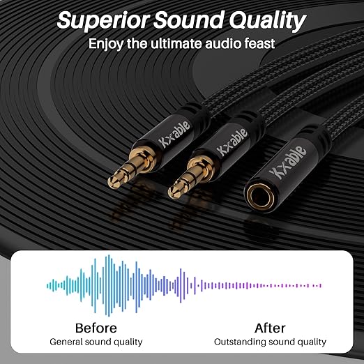 1/8 Inch TRS Stereo Y Splitter Cable 6FT, 3.5mm Female to 2-Male Y-Splitter - Image 6
