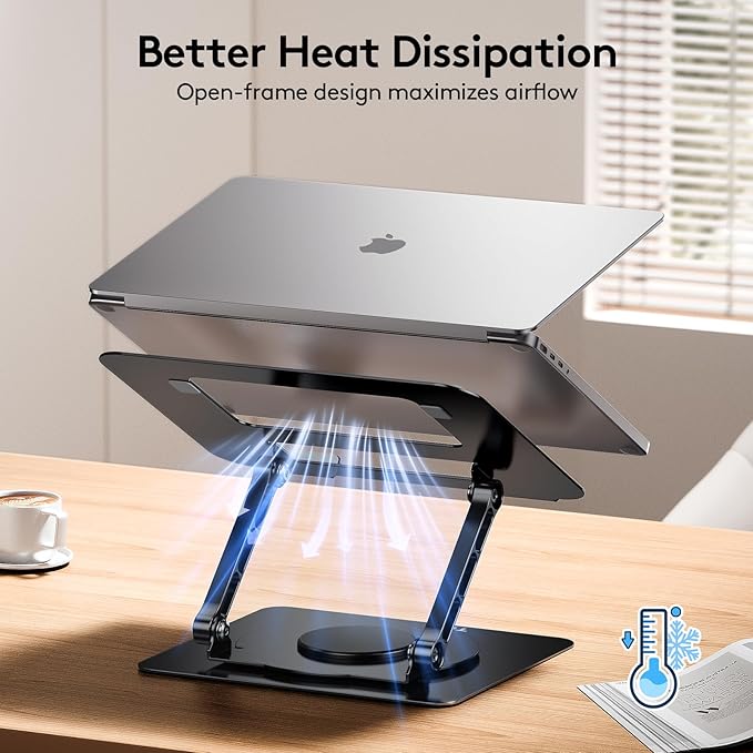 TECKNET Laptop Stand for Desk, 360 Rotating Base, Ergonomic Foldable Computer - Image 4