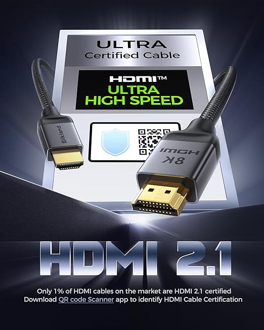 Silkland Certified Long 10K 8K HDMI 2.1 Cable 25ft, Ultra High Speed HDMI® - Image 2