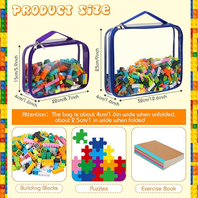 Sanwuta 6 Packs Toy Storage Bags, PVC Organizing Case Bags - Image 2