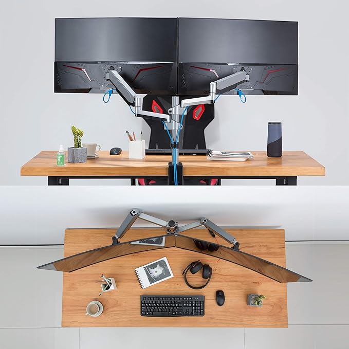 AVLT Dual 13"-27" Stacked Monitor Arm Desk Mount - Image 4