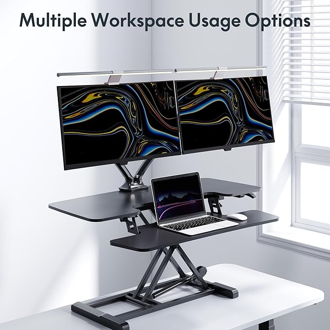 FlexiSpot Dual Monitor Stand for Desk Adjustable Spring Monitor Arm Desk Mount - Image 3