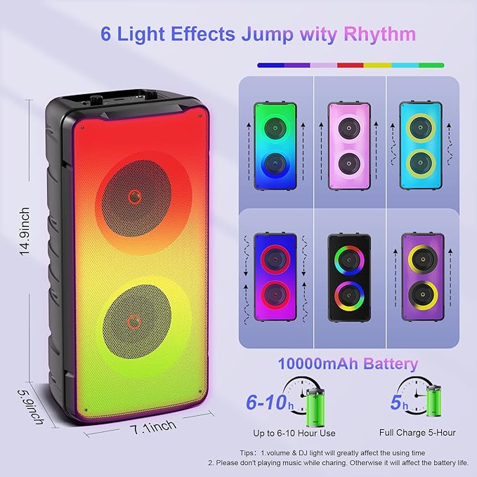 Bluetooth Speakers, 60W Portable Loud Wireless Stereo Speaker - Image 3