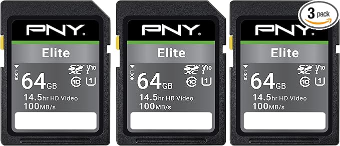 PNY 64GB Elite Class 10 U1 V10 SDXC Flash Memory Card by PNY