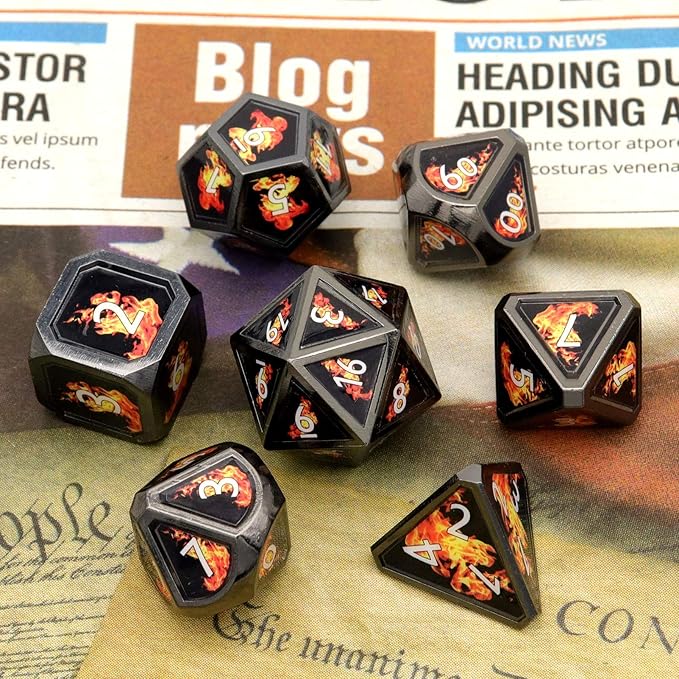 Haxtec Fire Bolt Real Scene Metal DND Dice Set Black Polyhedral Metal Dice - Image 7