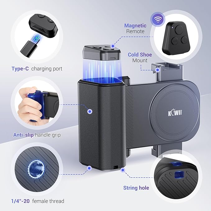 KIWIFOTOS Travel Phone Camera Grip Smartphones Tripod Handle - Image 5