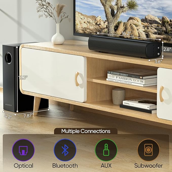 Sound Bars for Smart TV with Subwoofer, 2.1 Deep Bass Small Soundbar Home - Image 4