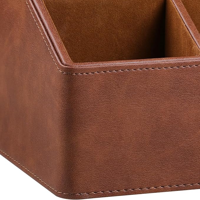 PU Leather Desk Organizer, Luxury Remote Control Holder - Image 6