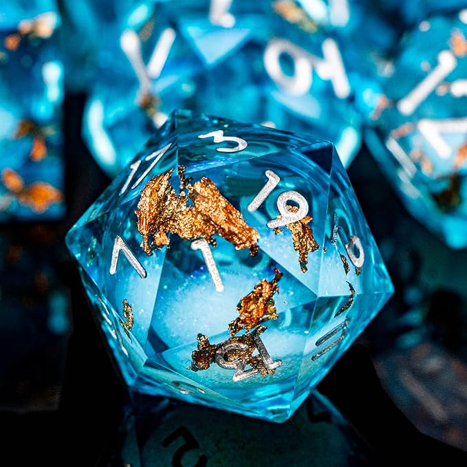 DND Dice Blue Liquid Core Dice Set by ORIFANTOU