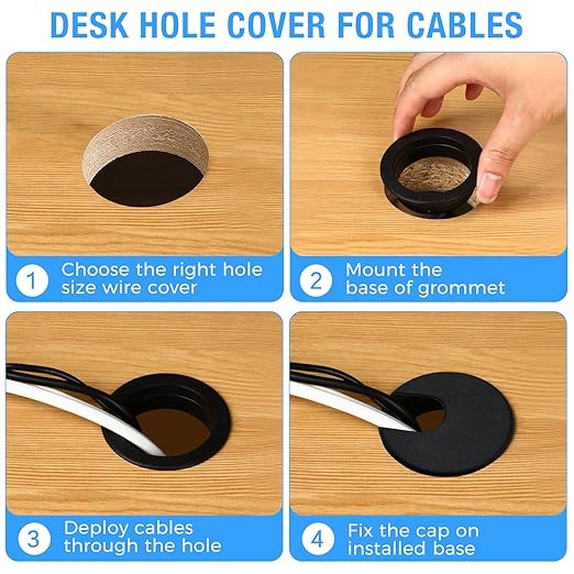 Desk Grommet 2", Desk Cord Hole Cover, Cable Grommet ABS Plastic, Desk Hole - Image 4