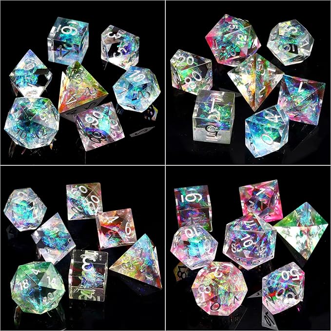 Haxtec Rainbow Sharp Edge Dice Set DND Dice - Image 7