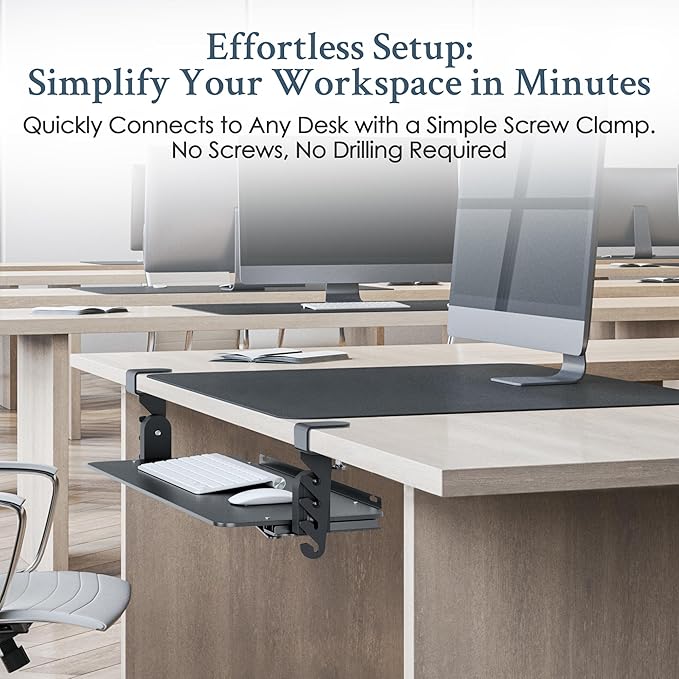 Kt4 Clamp on Keyboard Tray, Adjustable Slide Out Drawer - Image 9