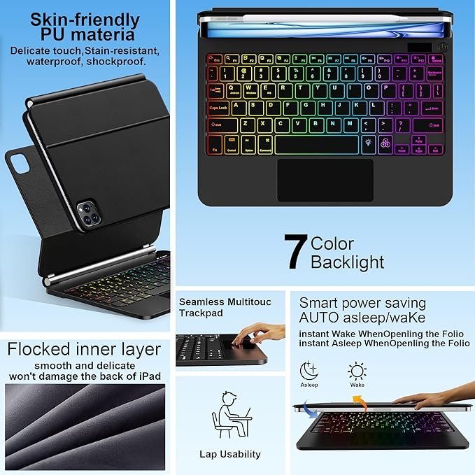 Keyboard Case for iPad Air 13 inch, iPad Pro 12.9 inch，Magic-Style Magnetic – - Image 5