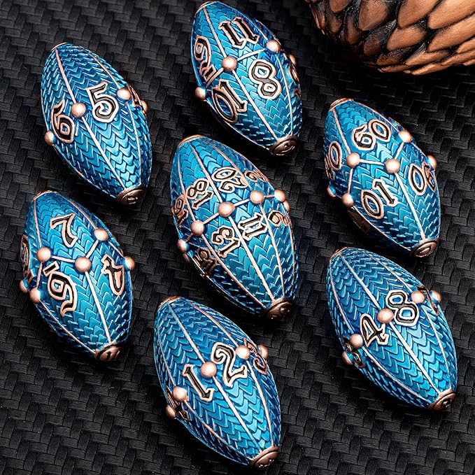 ARUOHHA DND Metal Dice Copper Blue Dragon Egg Dice - Image 6