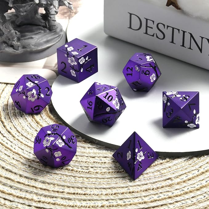 Matt Purple D&D Metal Dice, DNDND 7 PCS Heavy Metallic DND Dice Set - Image 5