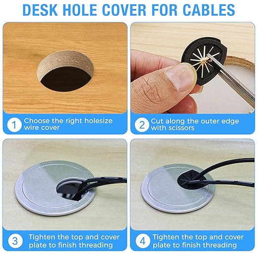 Desk Grommet 2", Desk Cord Hole Cover, Cable Grommet ABS Plastic, Desk Hole - Image 5