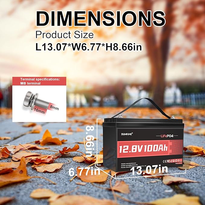 12V 100Ah LiFePO4 Lithium Battery Built-in 100A BMS, Group 31 Rechargeable - Image 3