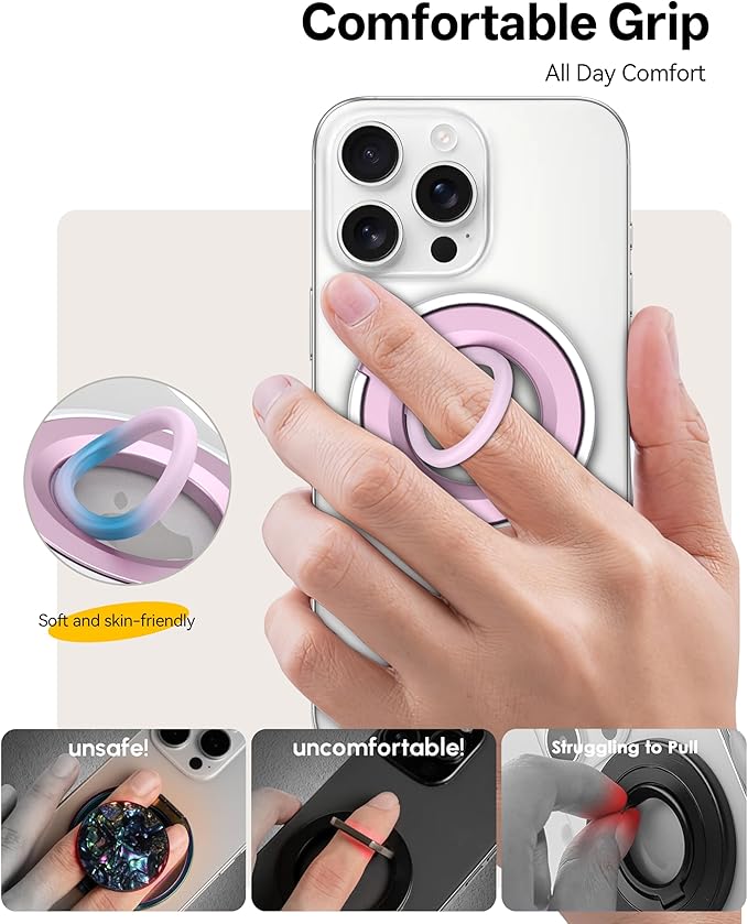 Magnetic Phone Grip for MagSafe Ring Holder, Magnet Phone Grip Stand Finger - Image 4