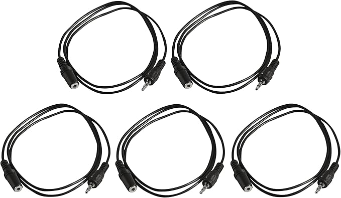 Five Pack of YCS Basics 3 Foot 3.5mm Headphone Extension Cables Male/Female by YCS+basics