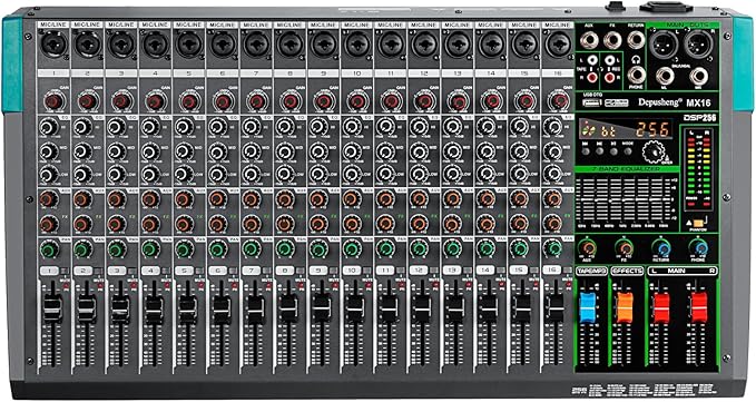 Depusheng MX16 16 Channel Sound Mixer Audio Mixing Console 48V 256DSP by Depusheng