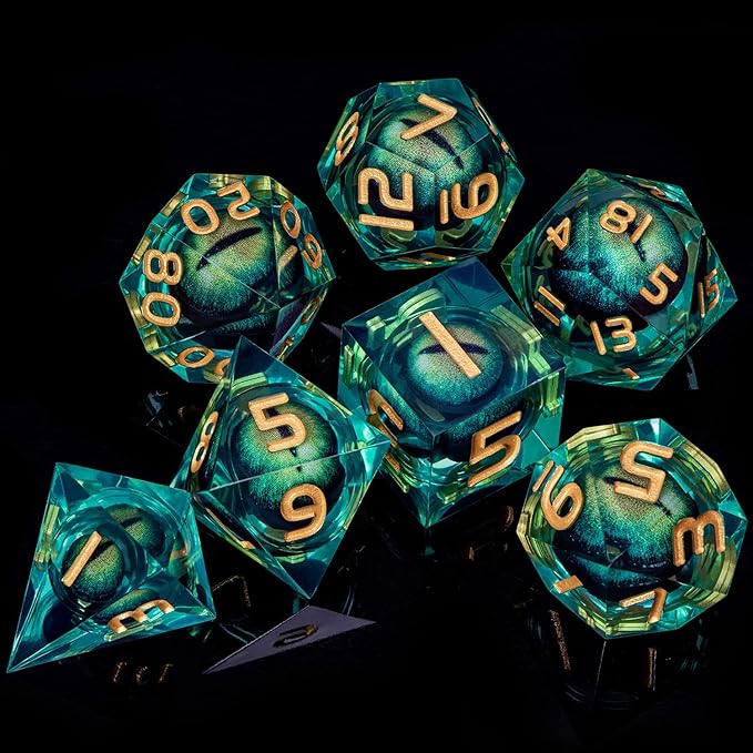 ARUOHHA DND Resin Dice Dragon Eye Liquid Core Polyhedral D and D Dice Set - Image 6