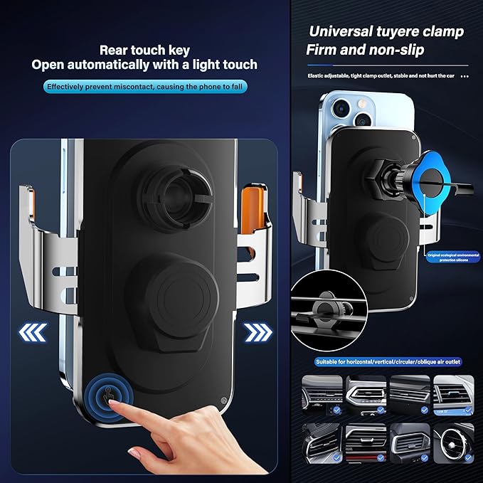 Car Phone Holder Charger Wireless Cell Phone Car Mount - 15W Fast Charging - Image 8