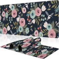 Colorful Flowers and Birds Desk Mat, Large Spring Floral Bird Gaming Keyboard by NIYLYNSYN