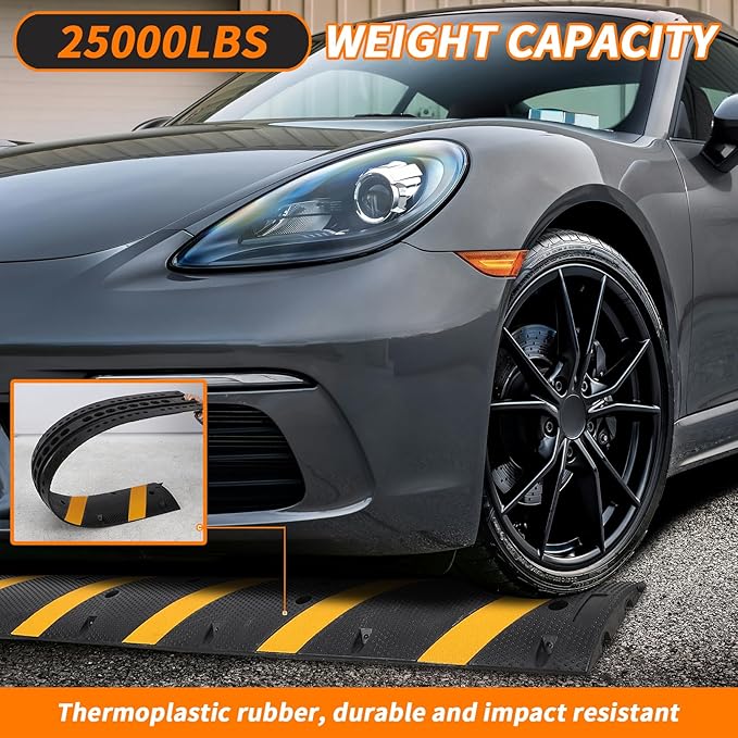 Heavy Duty Speed Bumps for Driveway, 1 Pack 2 Channel Modular Traffic Speed - Image 4