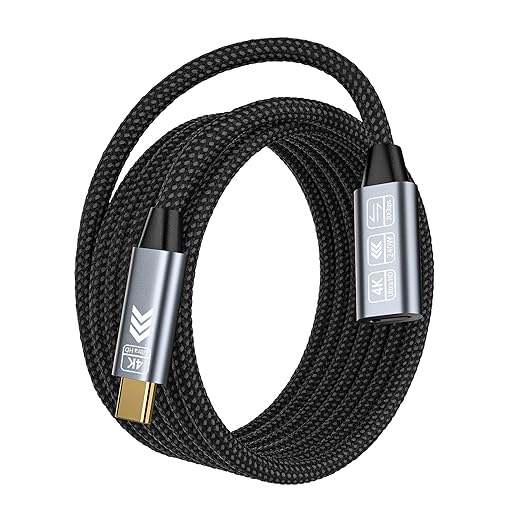 USB C Extension Cable 10FT, 20Gbps/240W USB3.2 Type C Extender Cord, 4K@60Hz by HOTUTUKI