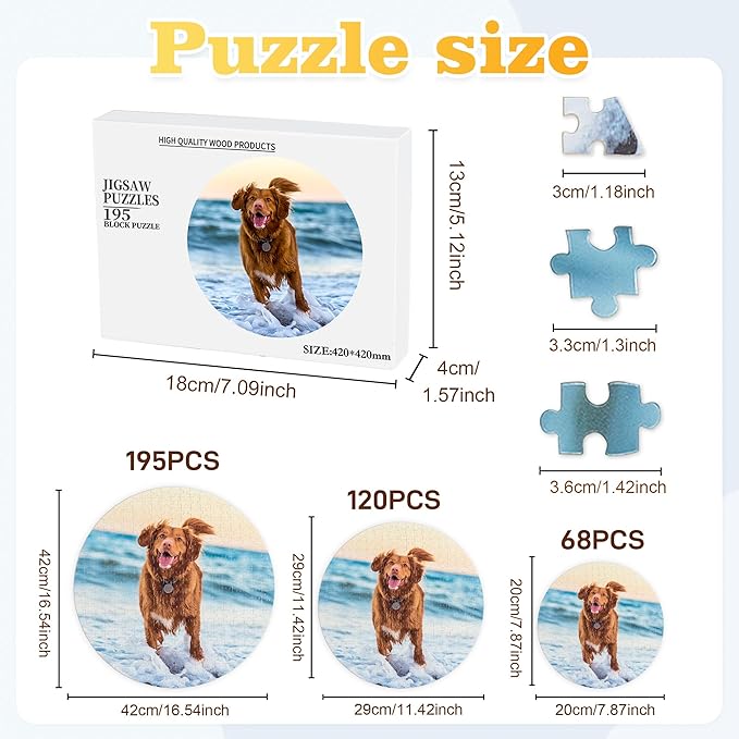 Easycosy Custom Pet Photo Round Puzzles 68/120/195 Pieces - Image 2