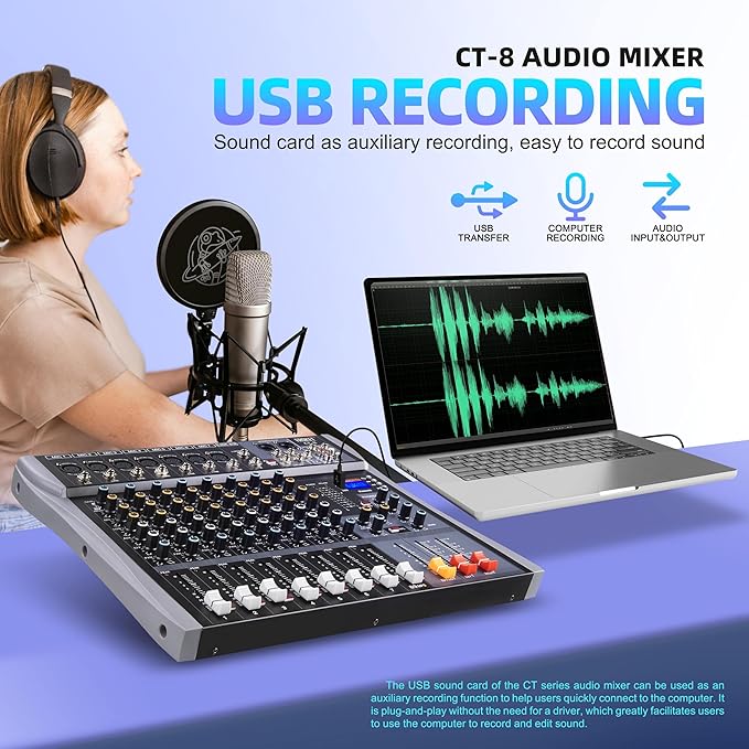 Pro DJ Mixer 8-Channel Audio Console - Image 8
