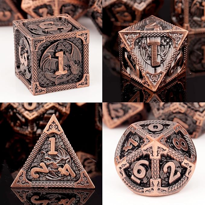 PJOY Metal DND Dice Set D&D Dragon Dice Copper - Image 3