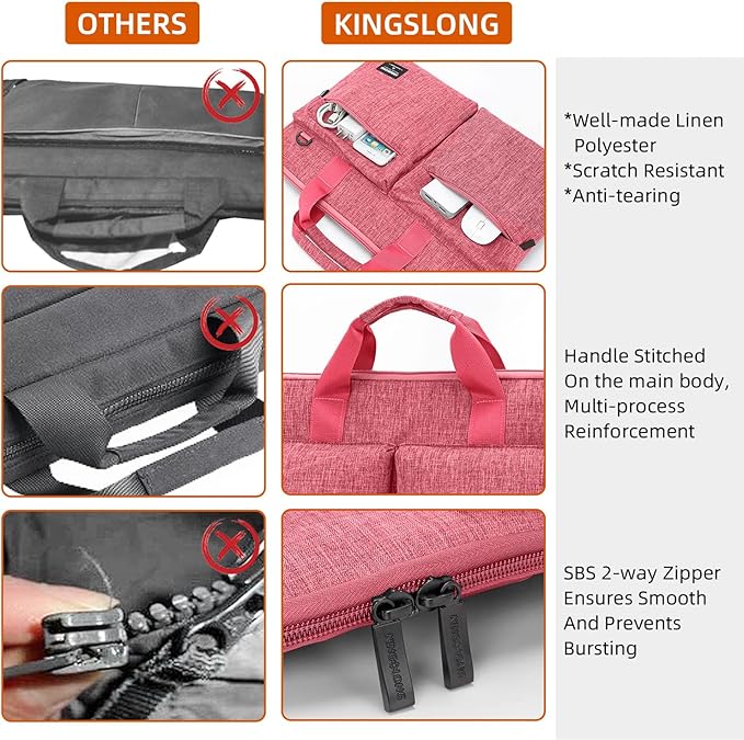 KINGSLONG Slim 17.3 inch Laptop Sleeve Bag Carrying Case - Image 5