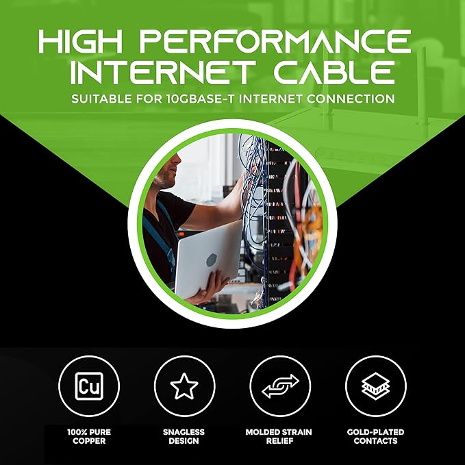 GearIT Cat 6 Ethernet Cable Cat6 Network Patch, Snagless Cord, Internet - Image 2