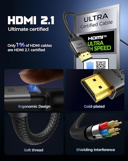 Silkland 10K 8K HDMI 2.1 Cable 2-Pack 3.3FT, Certified Ultra High Speed HDMI - Image 3