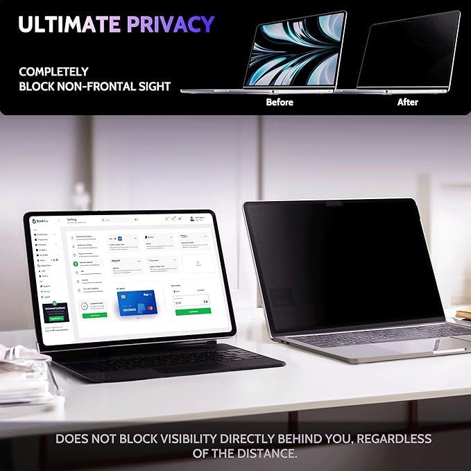 Privacy Screen for MacBook Pro 16 Inch, MagicSuction™ Removable Anti Spy Black - Image 4