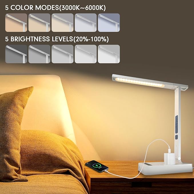 karidi Smart Desk Lamp with Digital Clock, 4-in-1 Charging Station, Temperature - Image 2