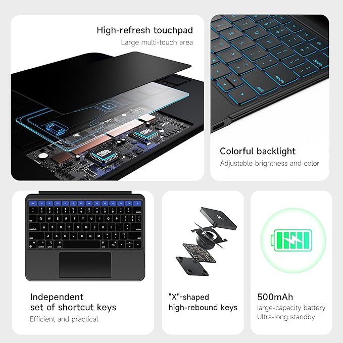 HOU for iPad Air 13 Inch Case Keyboard, Detachable Keyboard Case for iPad Pro - Image 4