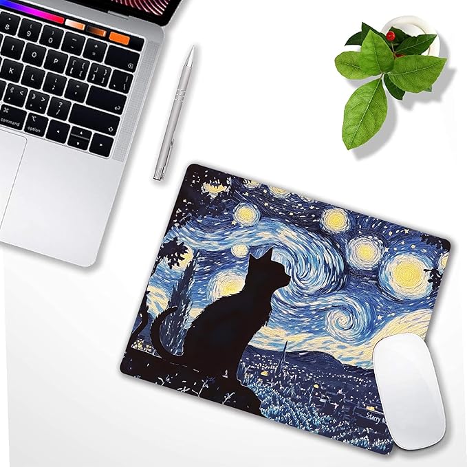 Starry Night Black Cat Custom Mouse Pad - Image 6