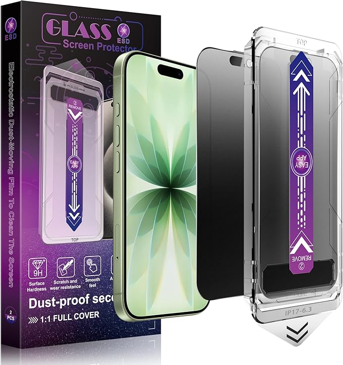Matte Privacy Screen Protector for iPhone 17, iPhone 16 Pro 6.3-Inch, Auto Dust by Unknown
