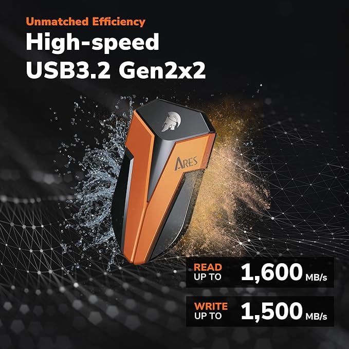 DATO 1TB External SSD, ARES Amber Shield Portable SSD w/LED, OTG-Supported - Image 2
