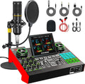 Podcast Microphone Bundle with Live Sound Card Audio Mixer, Podcast Equipment by tenlamp