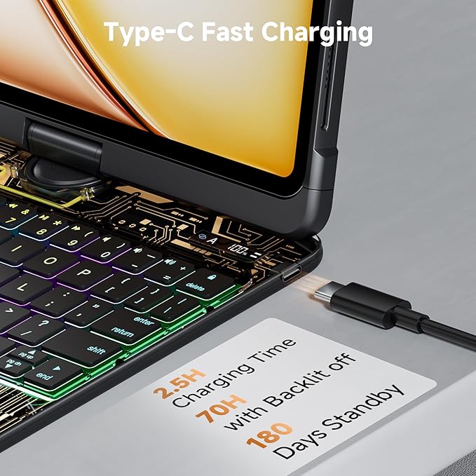 iPad Keyboard Case for 2024 M4 iPad Pro 11 inch, Magic Wireless Keyboard - Image 6
