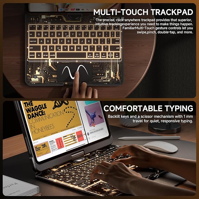Transparent Case with Keyboard for iPad 9th 10.2 Inch, with 7-Color Backlit - Image 6