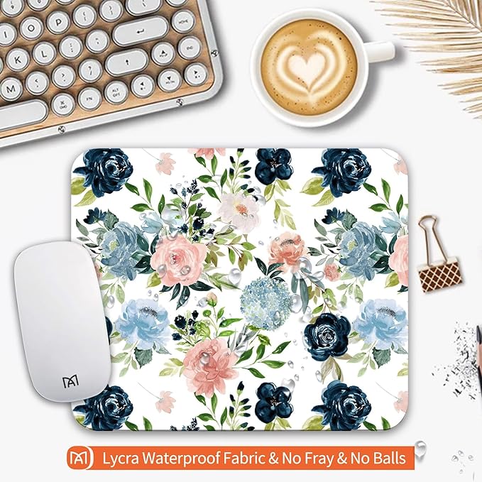 Square Mouse Pad Pretty Flowers, Personalized Premium-Textured Custom Mouse Mat - Image 3