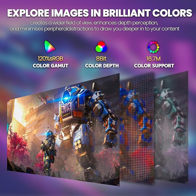 CRUA 27" Curved Gaming Monitor, 280Hz FHD, 1800R VA Panel, 120% sRGB, Support - Image 4