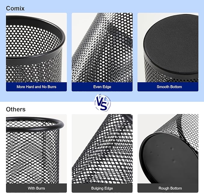 Comix Pen Holder Desk Organizer, Wire Mesh Pencil Cup - Image 6