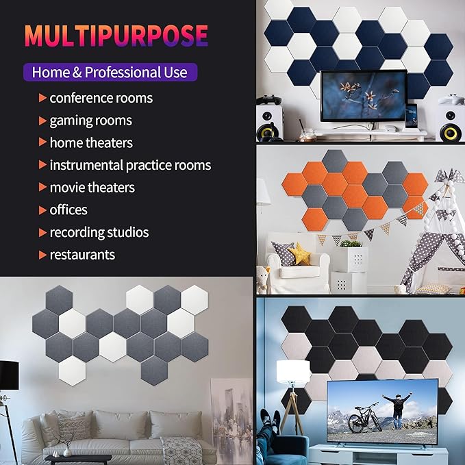Mollywell Hexagon Acoustic Panels, High Density, Soundproofing, Decorative - Image 5
